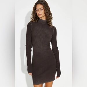 NWT Cotton Citizen xRevolve Ibiza Mock Neck Mini Dress in Vintage Black SMALL